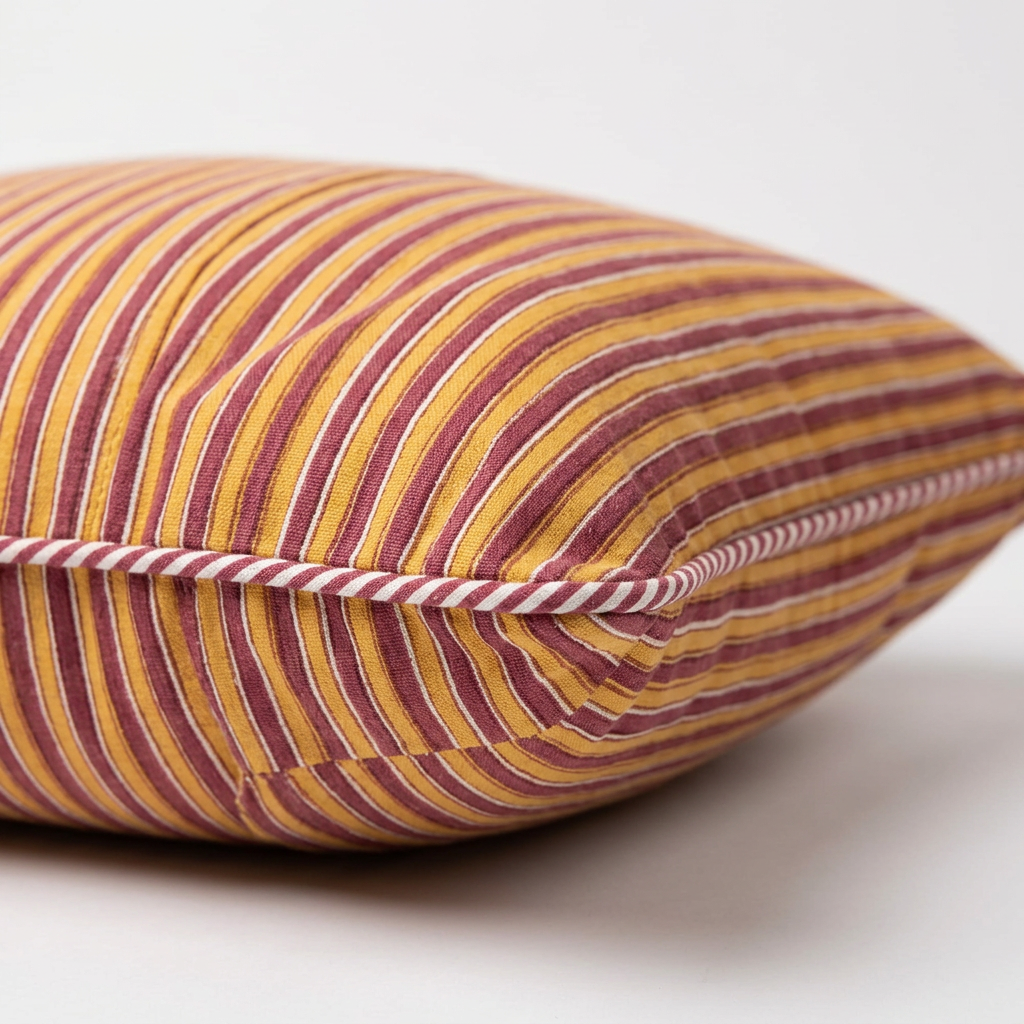 Marigold Stripe — Hand-Block Cotton Cushion Cover — photo 2