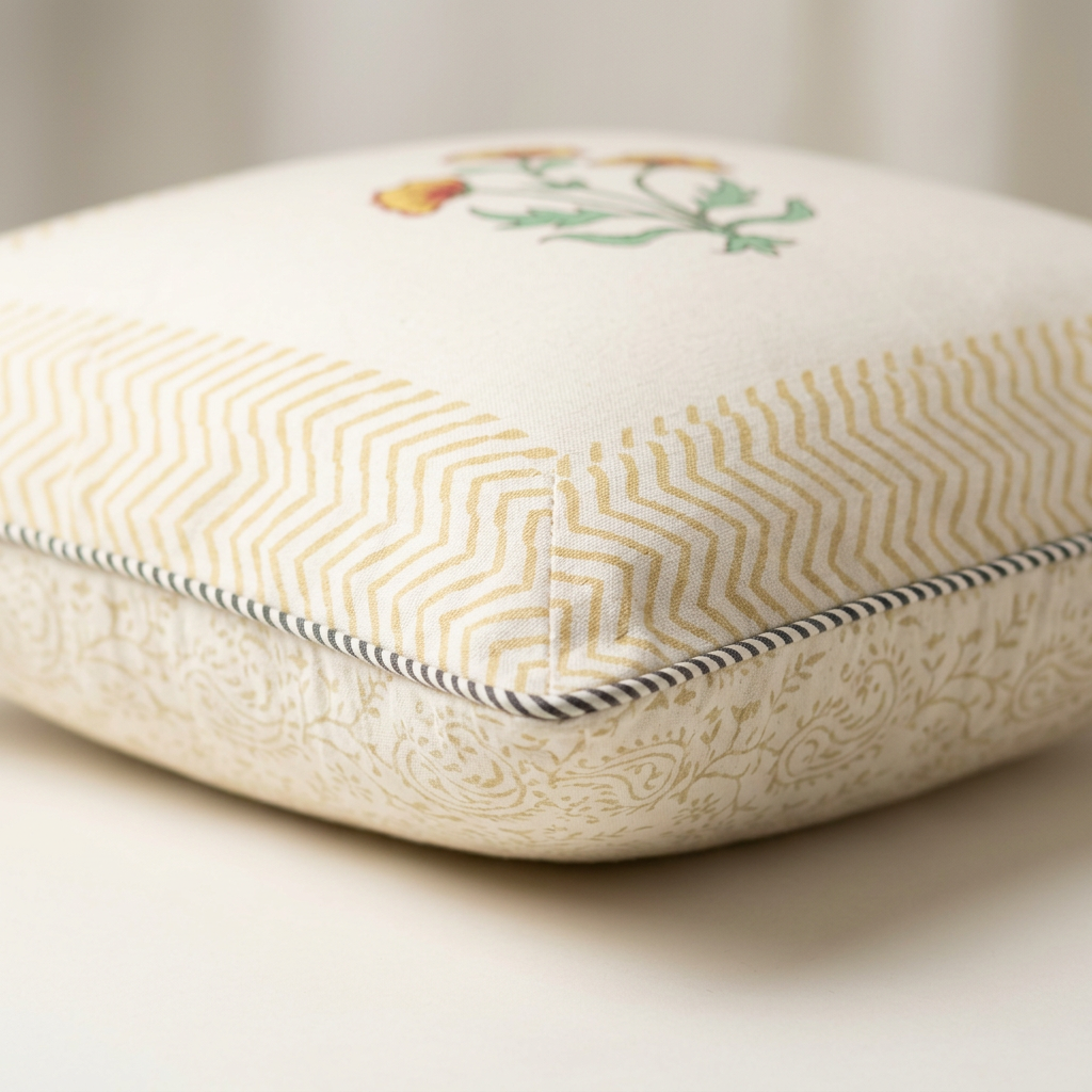 Terracotta Bloom — Hand-Block Cotton Cushion Cover — photo 3