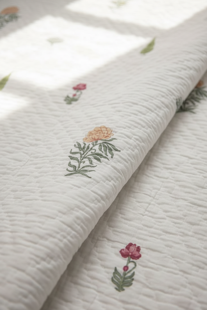 Cottage Garden — Reversible Hand-Block Cotton Quilt — photo 3