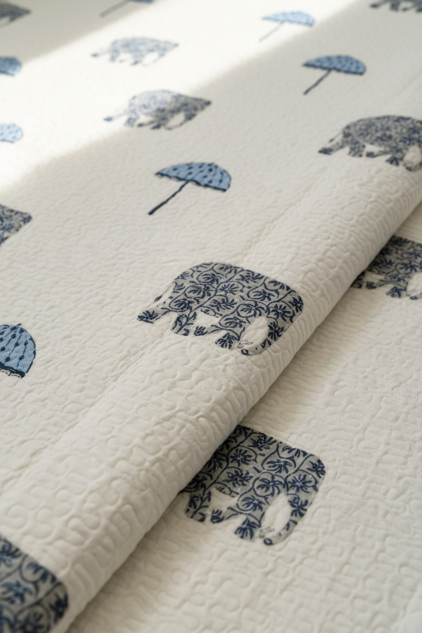 Indigo Caravan — Reversible Quilted Bed Cover Set — photo 1
