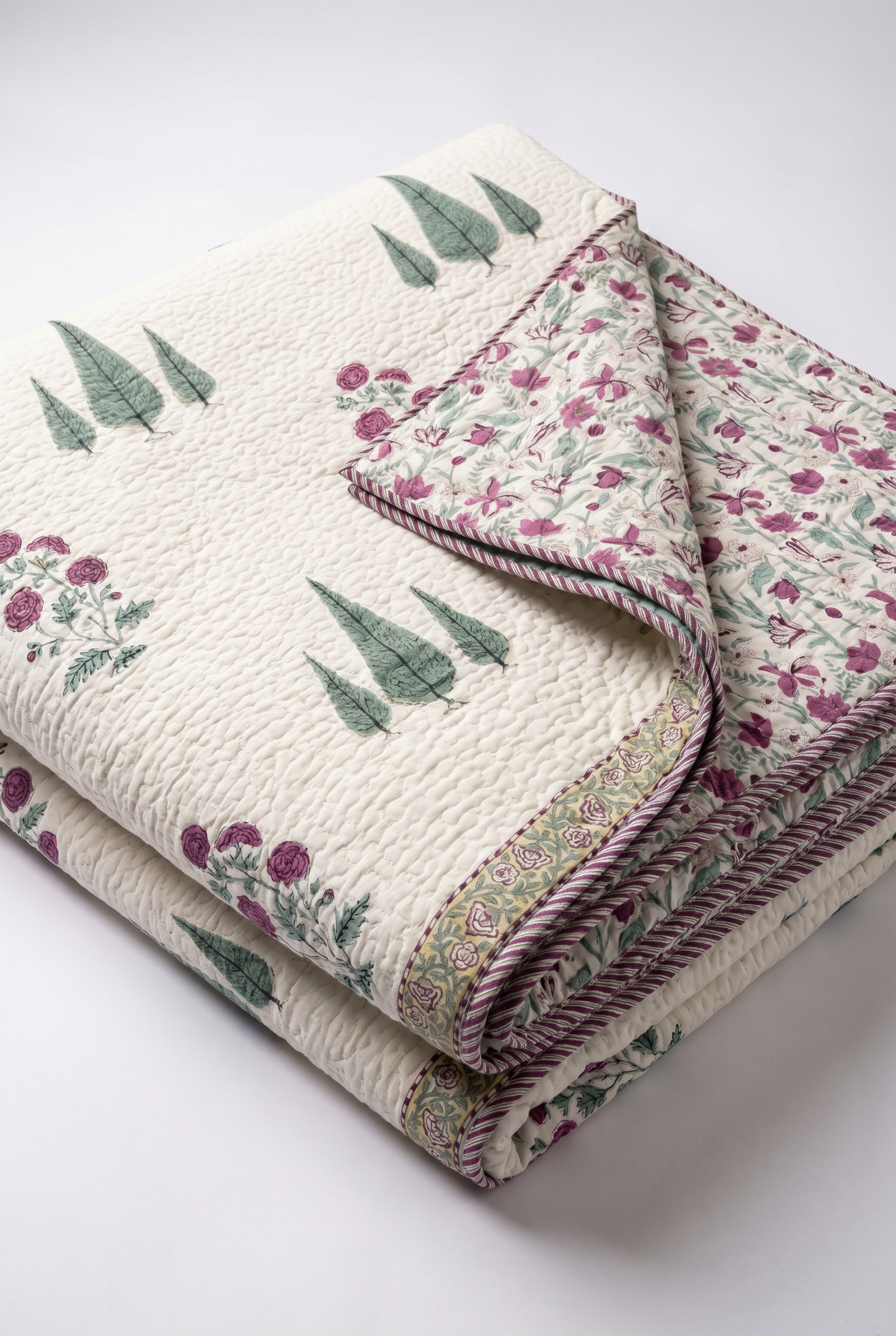 Cypress Bloom — Reversible Quilted Bed Cover Set — photo 2