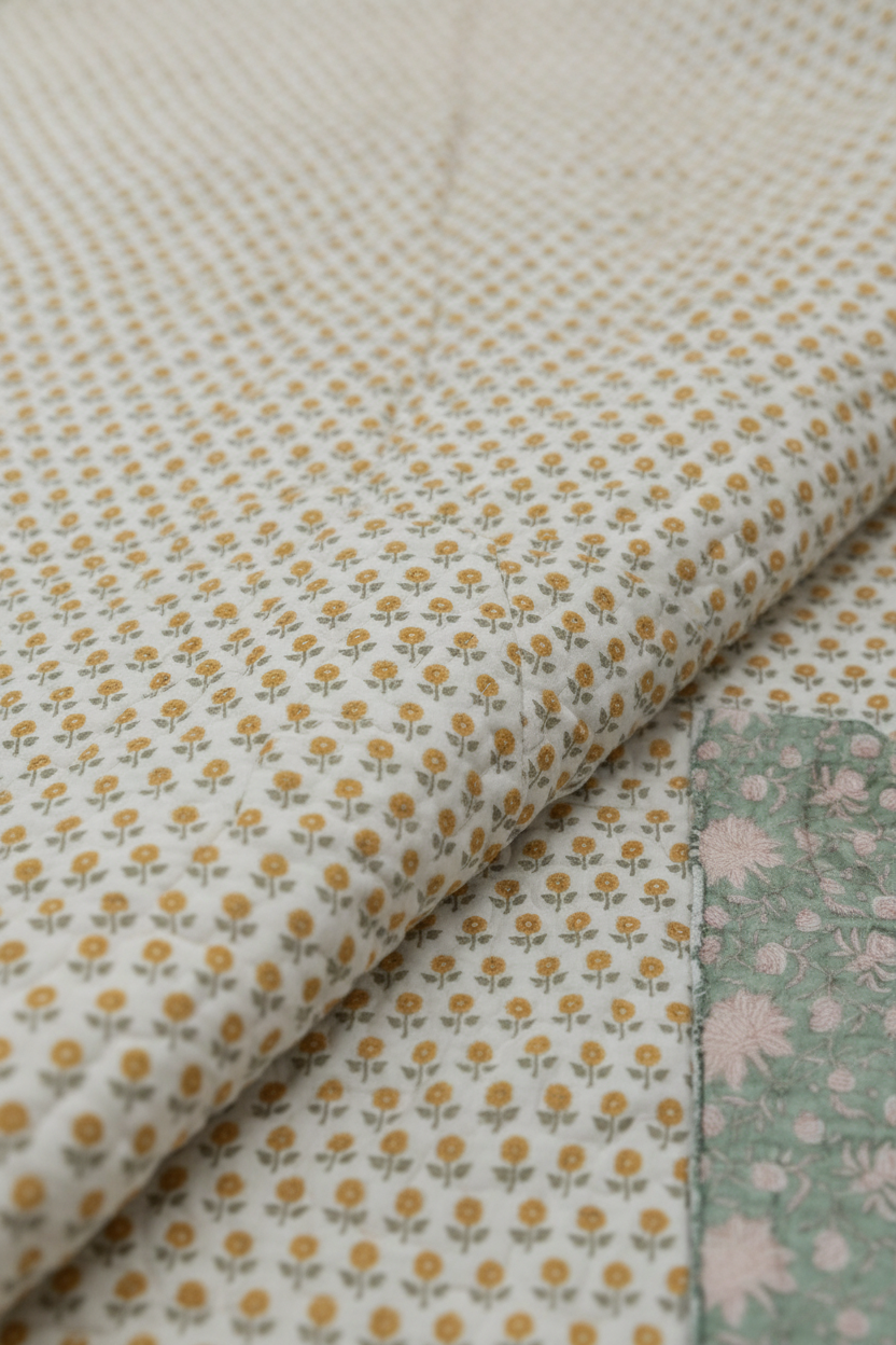 Mustard Booti — Reversible Hand-Block Cotton Quilt — photo 3