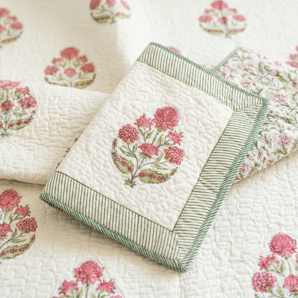 Rose Sonata — Reversible Quilted Bed Cover Set — photo 2