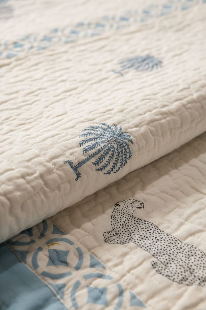 Safari Palm — Reversible Hand-Block Cotton Quilt — photo 3