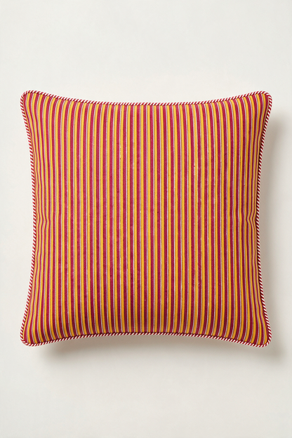 Marigold Stripe — Hand-Block Cotton Cushion Cover — photo 1