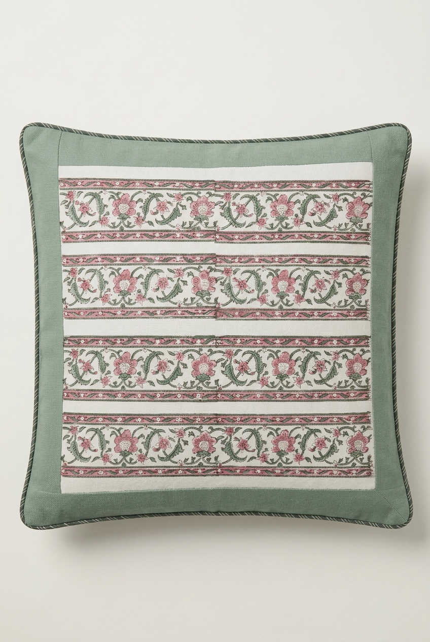 Rose Meadow — Hand-Block Cotton Cushion Cover — photo 1