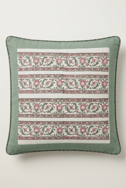 Rose Meadow — Hand-Block Cotton Cushion Cover — photo 1