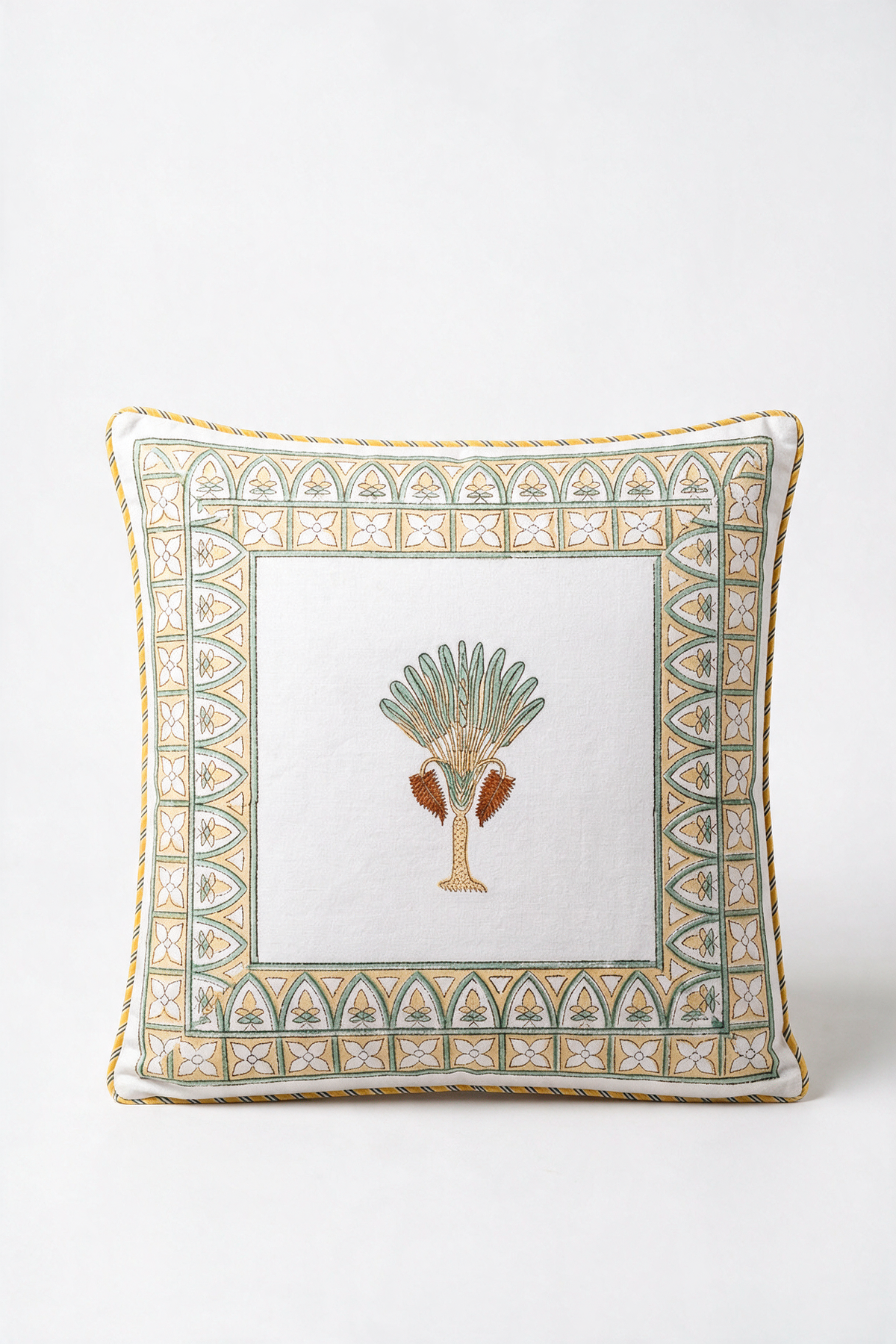Royal Palm — Hand-Block Cotton Cushion Cover — photo 1