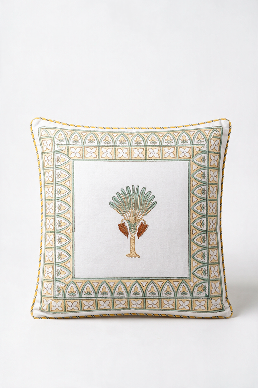 Royal Palm — Hand-Block Cotton Cushion Cover — photo 1