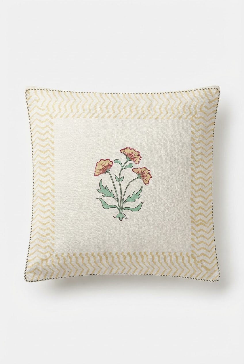 Terracotta Bloom — Hand-Block Cotton Cushion Cover — photo 2