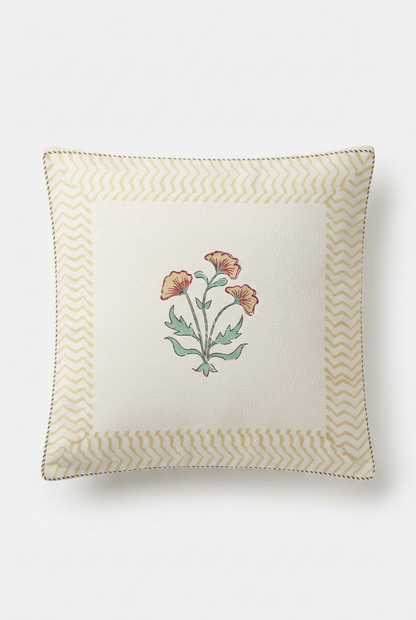 Terracotta Bloom — Hand-Block Cotton Cushion Cover — photo 2