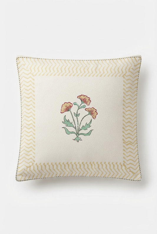 Terracotta Bloom — Hand-Block Cotton Cushion Cover — photo 2