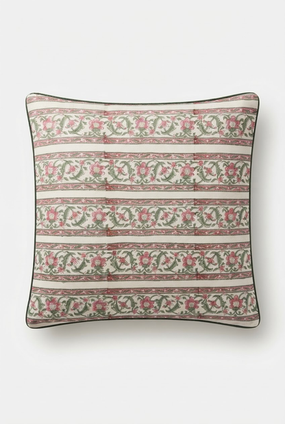 Rose Meadow — Hand-Block Cotton Cushion Cover — photo 2