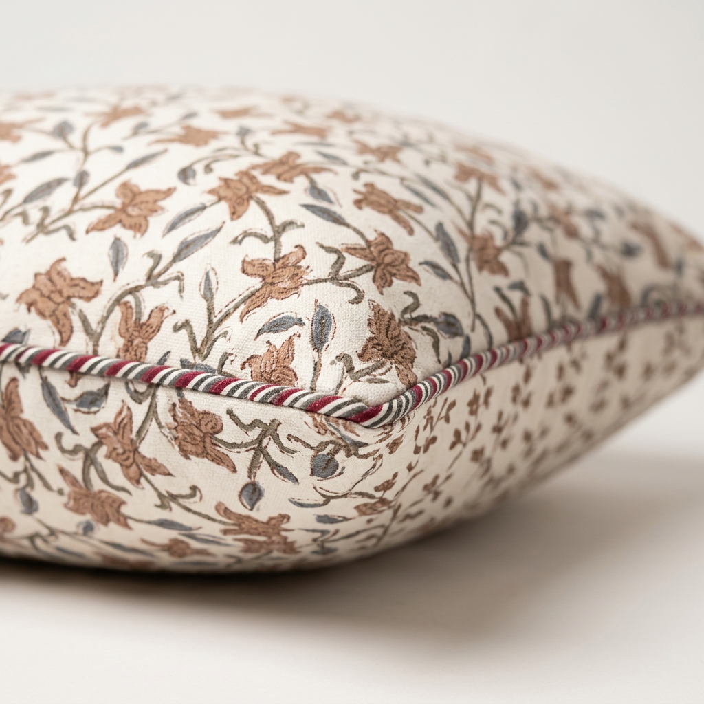 Rose Trellis — Hand-Block Cotton Cushion Cover — photo 2