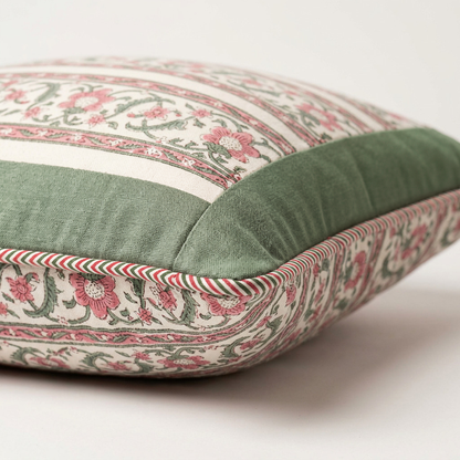 Rose Meadow — Hand-Block Cotton Cushion Cover — photo 3