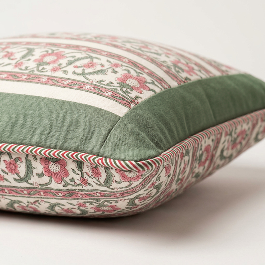 Rose Meadow — Hand-Block Cotton Cushion Cover — photo 3