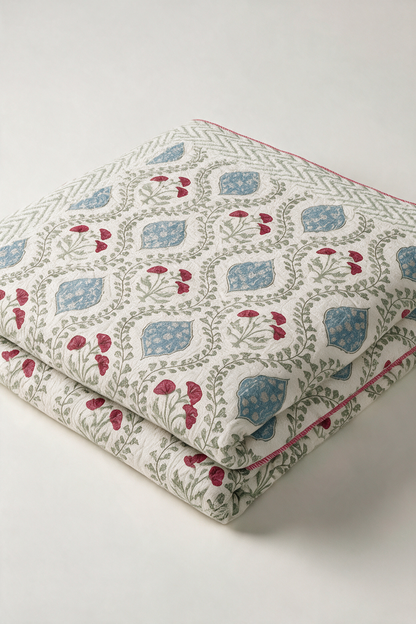 Azure Medallion — Reversible Quilted Bed Cover Set — photo 2