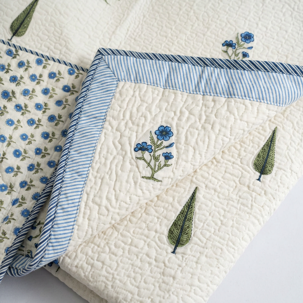 Blue Booti — Reversible Quilted Bed Cover Set — photo 1