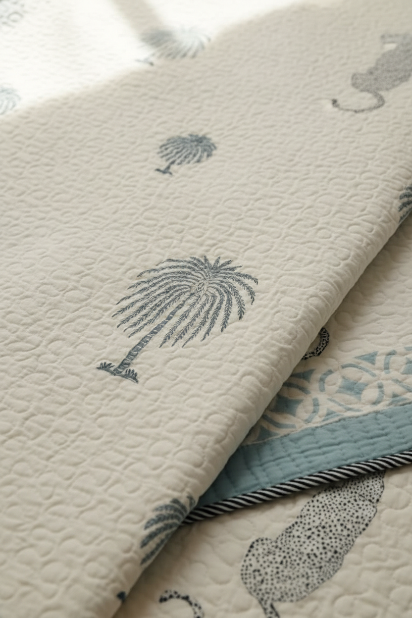 Blue Oasis — Reversible Quilted Bed Cover Set — photo 1