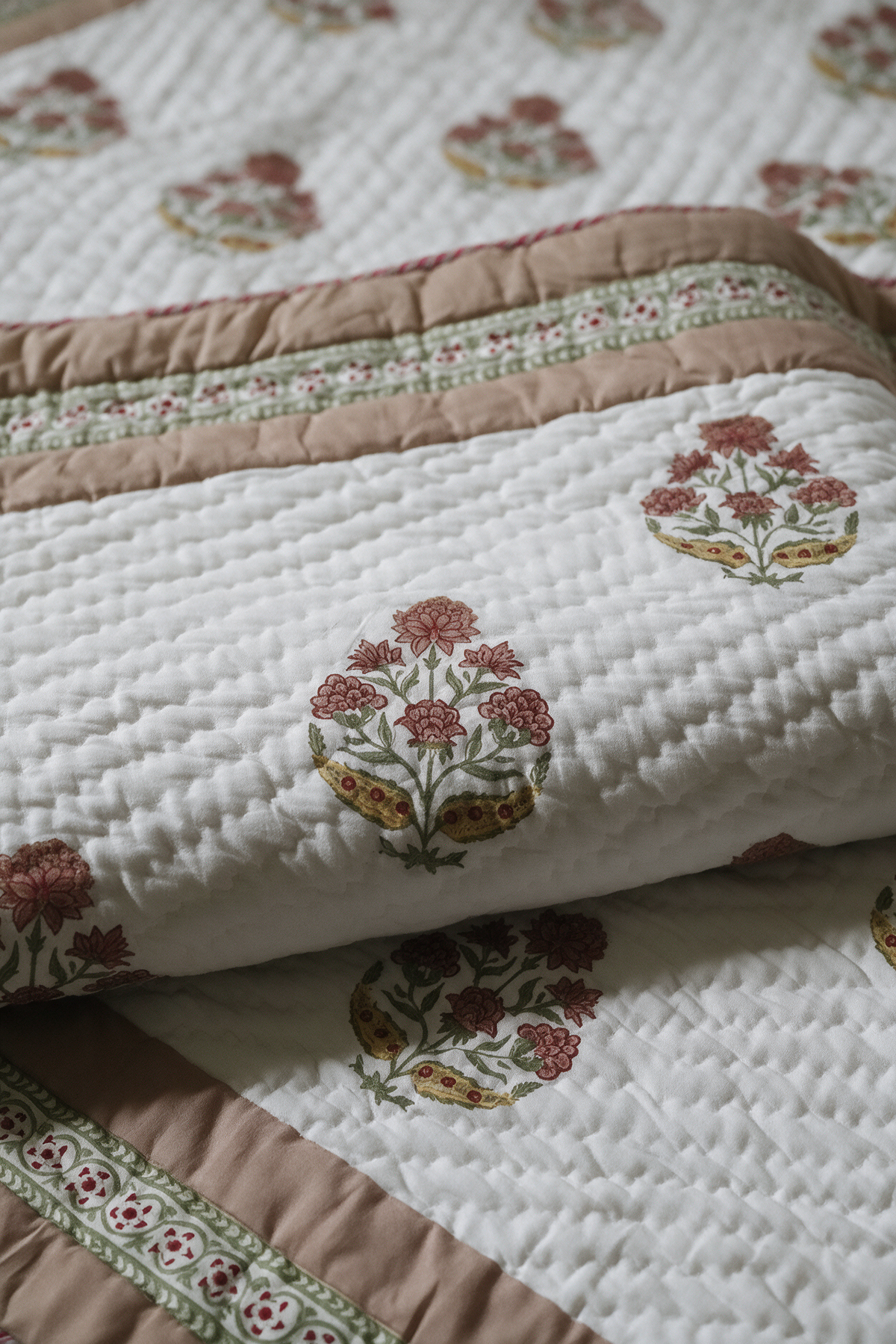 Carnation Mughal — Reversible Hand-Block Cotton Quilt — photo 3