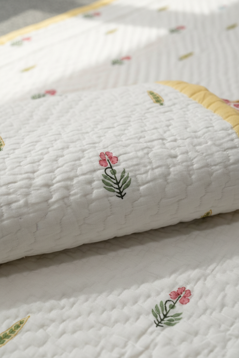 Coral Bud — Reversible Hand-Block Cotton Quilt — photo 3