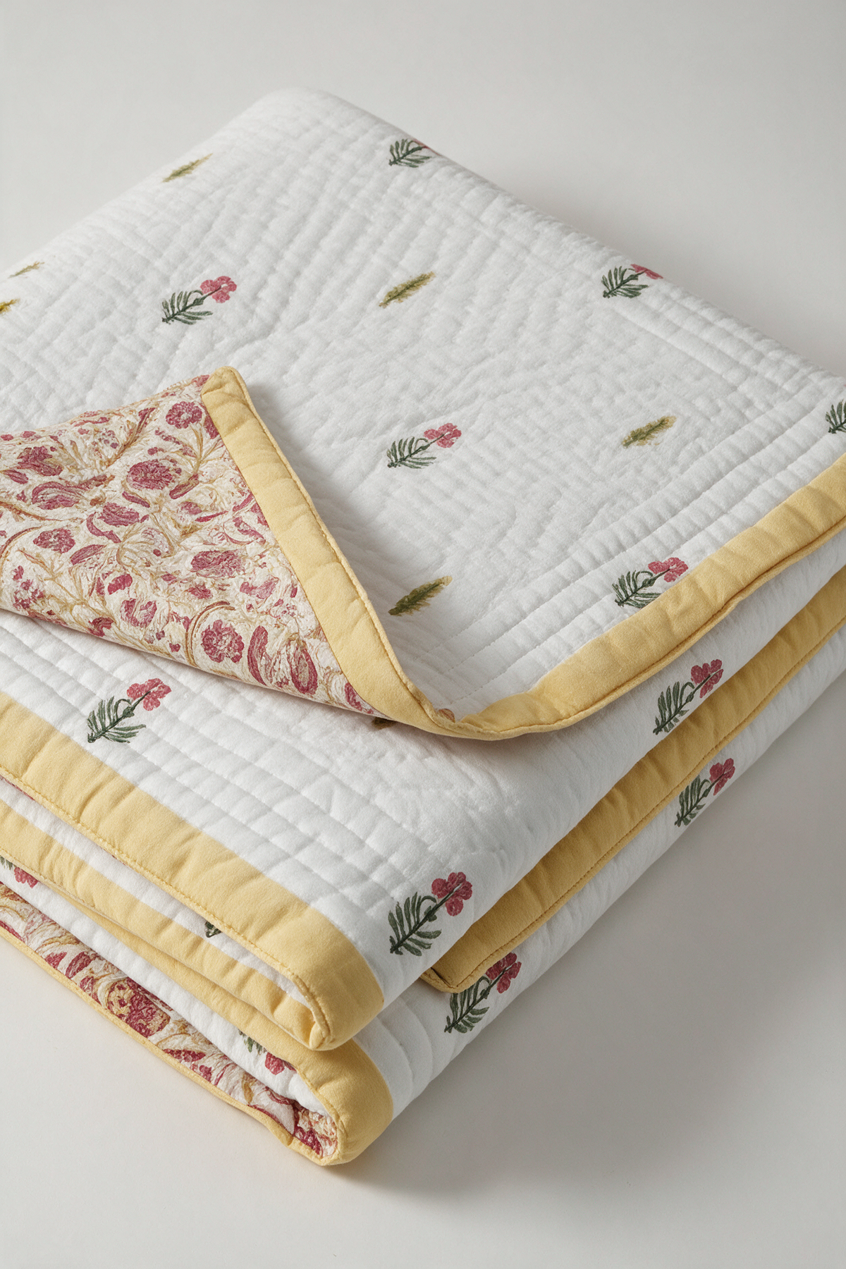 Coral Bud — Reversible Hand-Block Cotton Quilt — photo 1