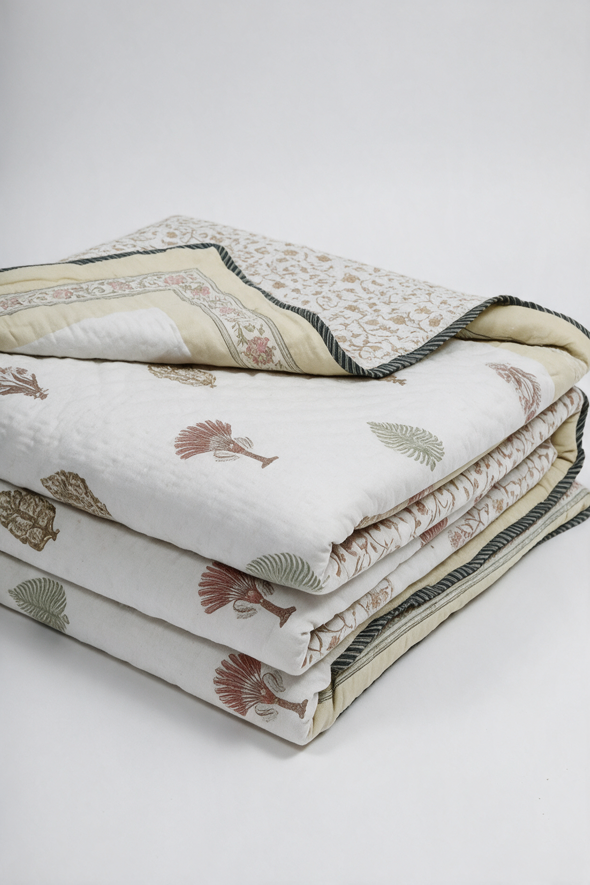 Coral Fern — Reversible Hand-Block Cotton Quilt — photo 1