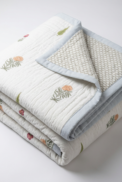 Cottage Garden — Reversible Hand-Block Cotton Quilt — photo 1