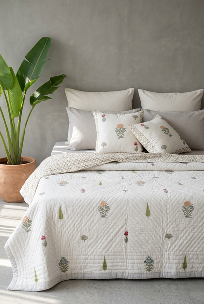 Cottage Garden — Reversible Hand-Block Cotton Quilt — photo 2