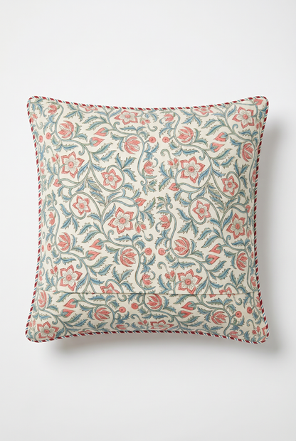 Coral Vine — Hand-Block Cotton Cushion Cover — photo 1