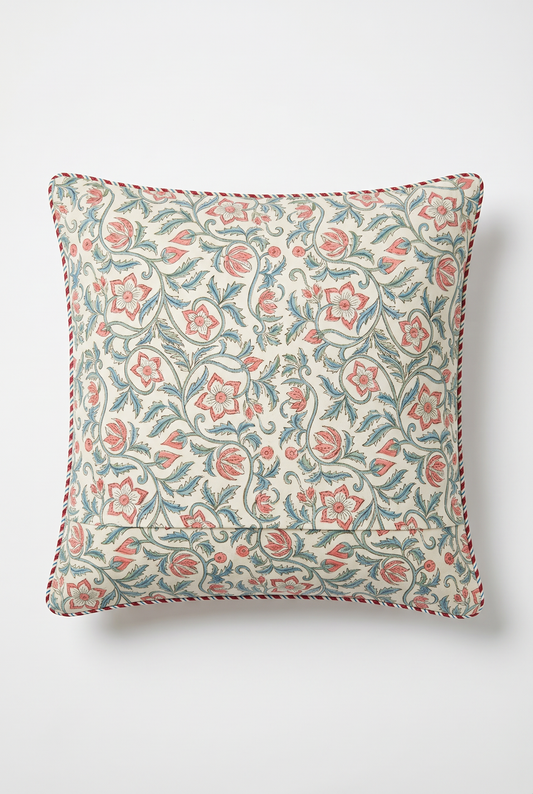Coral Vine — Hand-Block Cotton Cushion Cover — photo 1