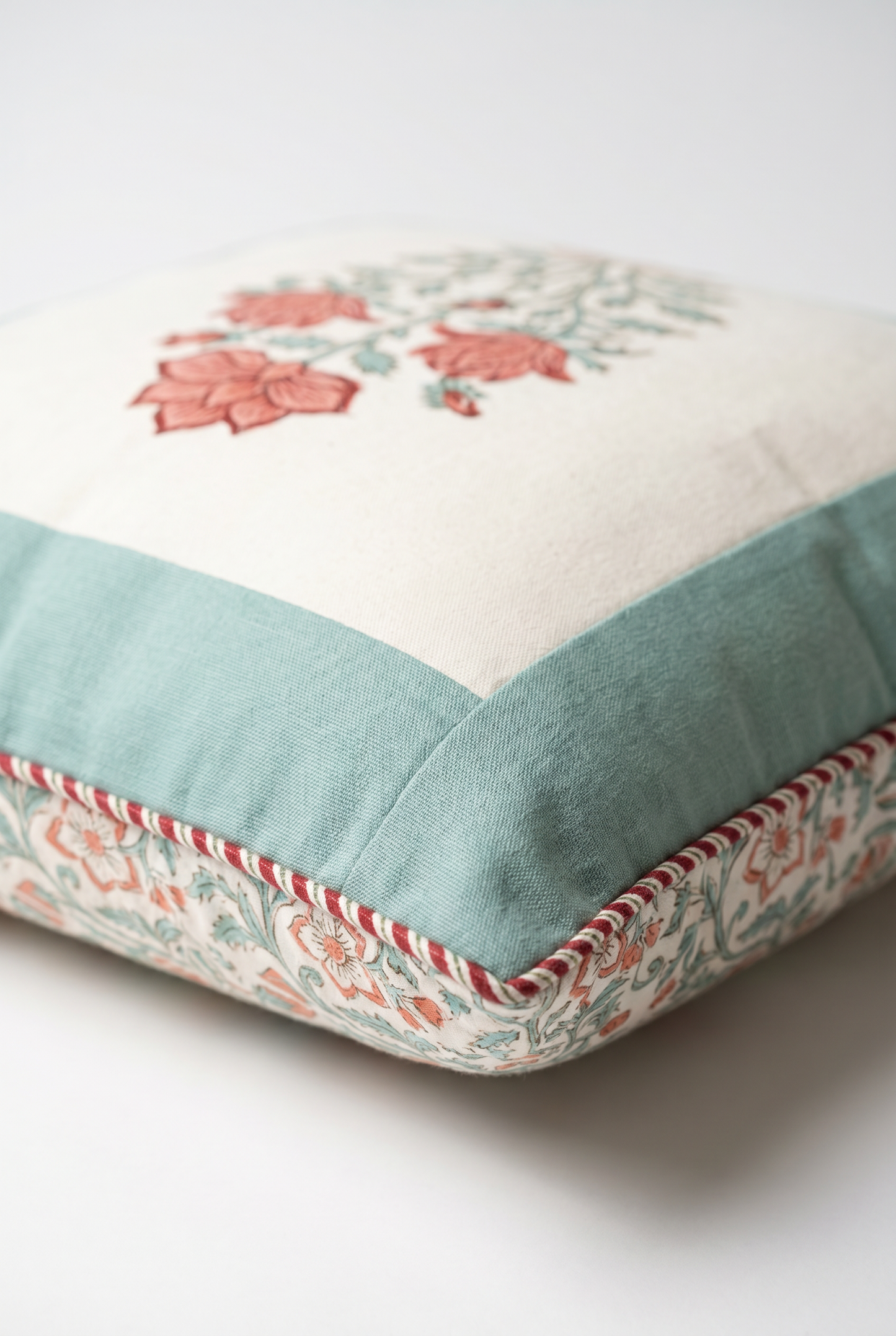 Coral Vine — Hand-Block Cotton Cushion Cover — photo 2