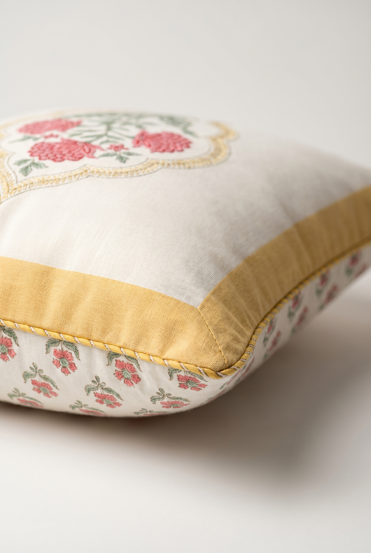 Rose Medallion — Hand-Block Cotton Cushion Cover — photo 1