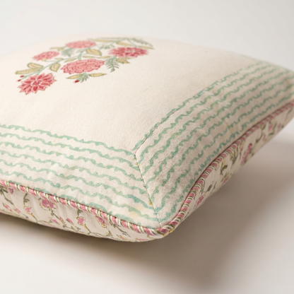 Peony Charm — Hand-Block Cotton Cushion Cover — photo 1