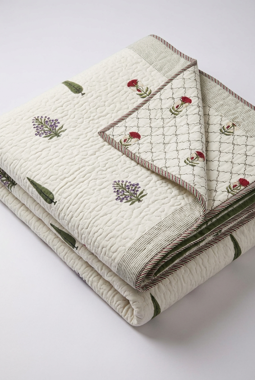 Olive Grove — Reversible Quilted Bed Cover Set — photo 1