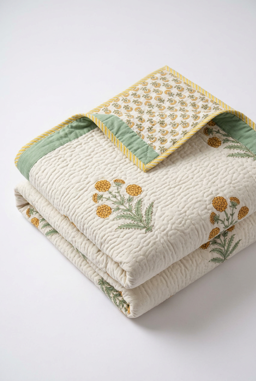 Marigold Sonnet — Reversible Quilted Bed Cover Set — photo 1