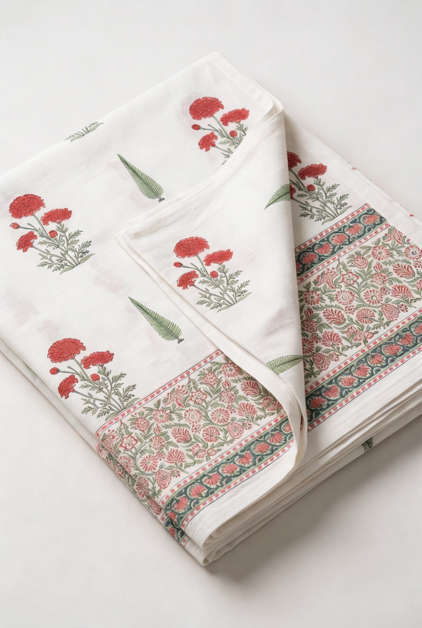 Carnation Arches — Hand-Block Cotton Curtain Pair — photo 1