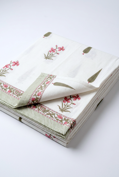 Pink Trail — Hand-Block Cotton Curtain Pair — photo 1