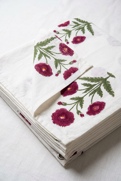 Ruby Cluster — Hand-Block Cotton Curtain Pair — photo 1