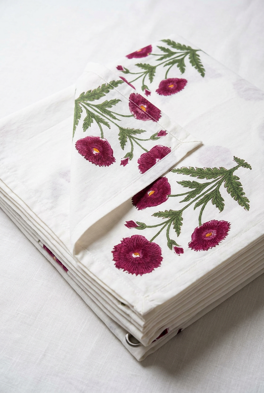 Ruby Cluster — Hand-Block Cotton Curtain Pair — photo 1