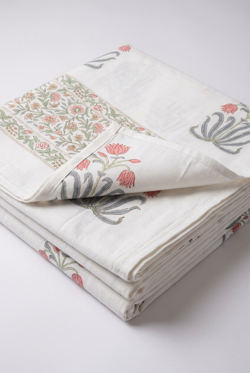 Cypress Spray — Hand-Block Cotton Curtain Pair — photo 1