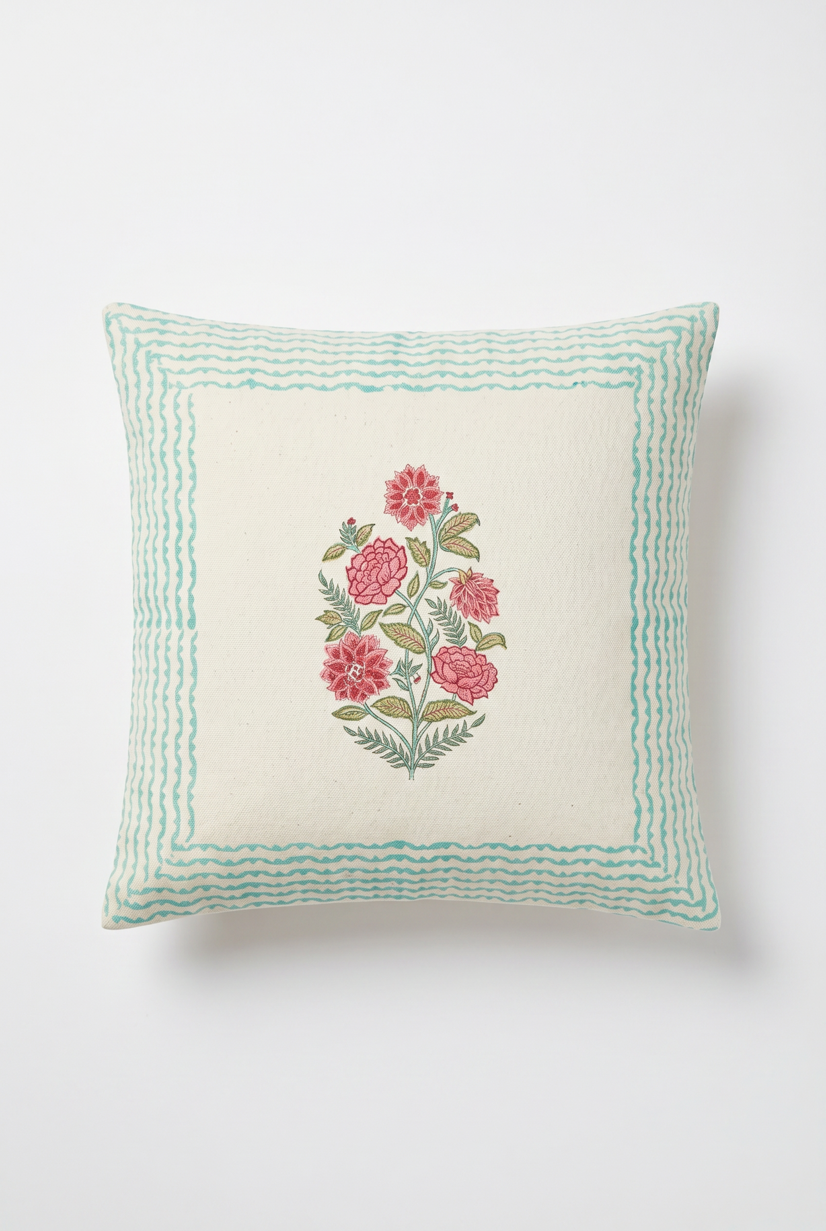 Peony Charm — Hand-Block Cotton Cushion Cover — photo 2