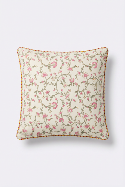 Peony Charm — Hand-Block Cotton Cushion Cover — photo 3