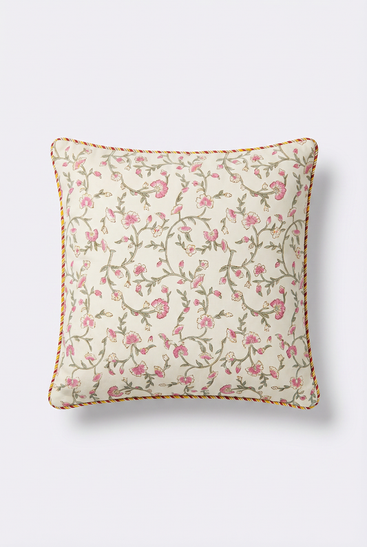 Peony Charm — Hand-Block Cotton Cushion Cover — photo 3