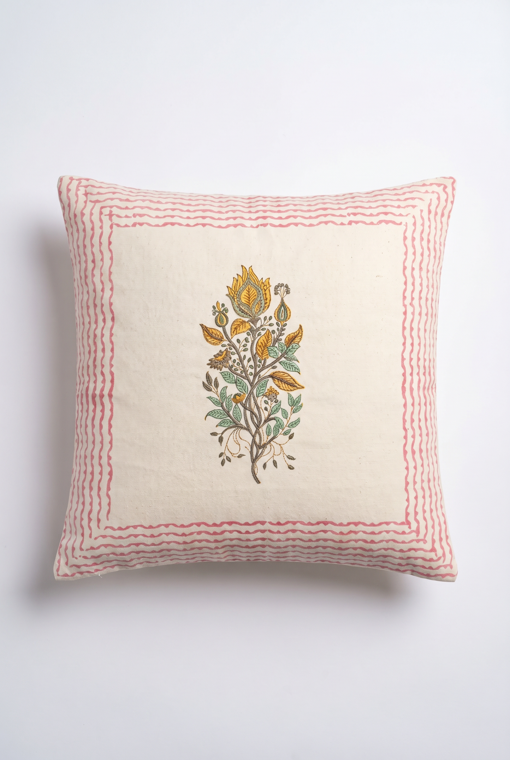 Wildflower Spray — Hand-Block Cotton Cushion Cover — photo 2