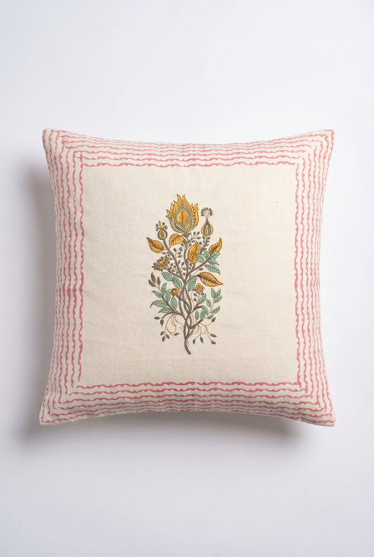 Wildflower Spray — Hand-Block Cotton Cushion Cover — photo 2