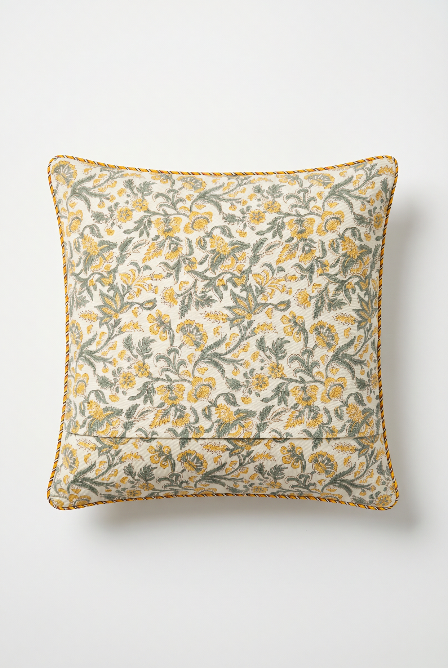 Marigold Bouquet — Hand-Block Cotton Cushion Cover — photo 2
