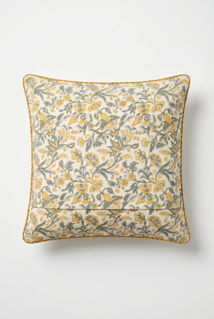 Marigold Bouquet — Hand-Block Cotton Cushion Cover — photo 2
