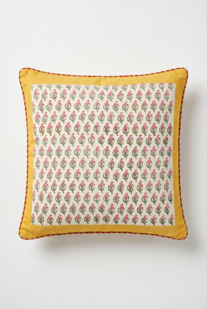 Pink Booti — Hand-Block Cotton Cushion Cover — photo 1