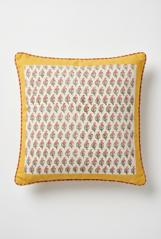 Pink Booti — Hand-Block Cotton Cushion Cover — photo 1